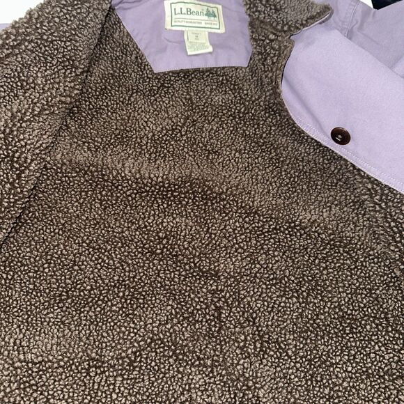 LL Bean Sherpa-Lined Chore Jacket Womens Med Purple Duck Canvas Barn Coat Cotton - Picture 7 of 14